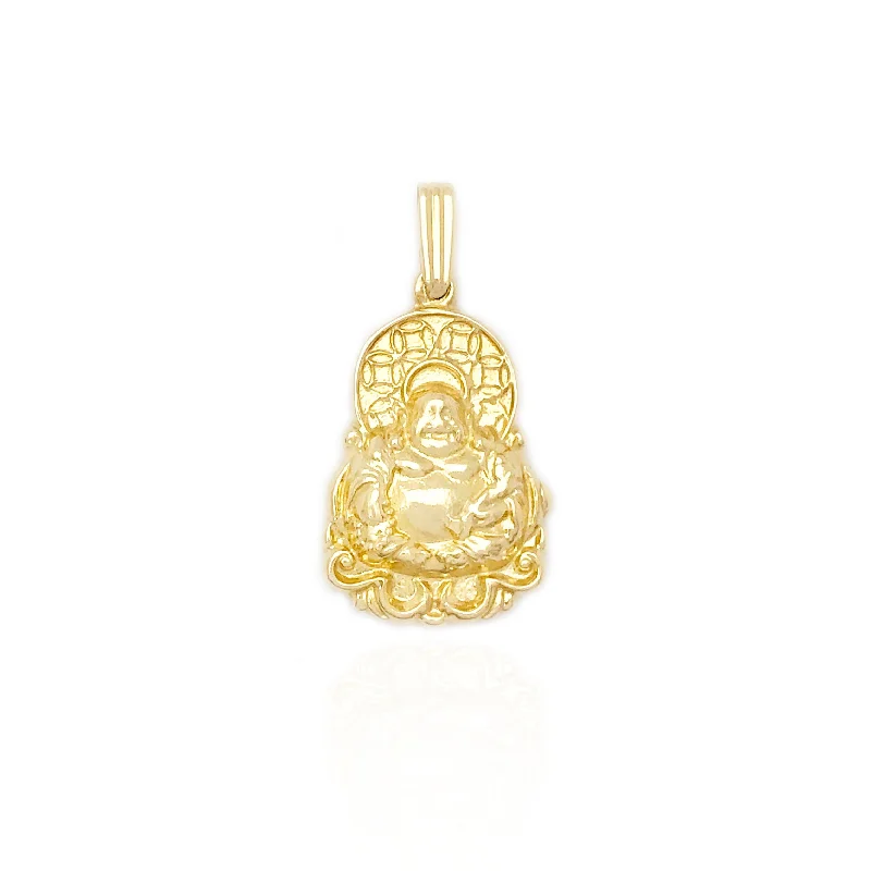 Handmade Leather - Wrapped Crystal Pendant for a Bohemian AestheticDouble-Sided Solid Buddha "金佛“ Pendant (14K)