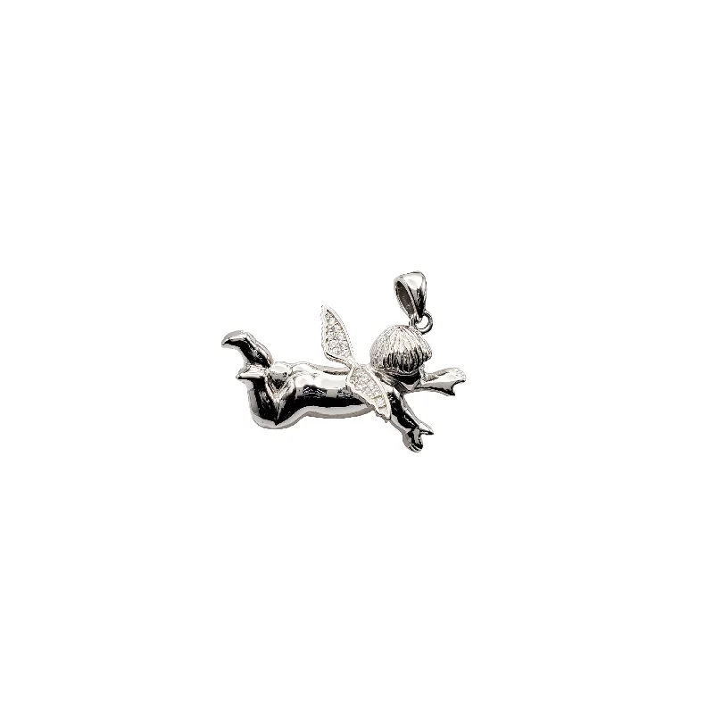 Magnetic - Closure Pendant Necklace with a Hidden Compartment for Secret KeepersFly Angel Pendant (Silver)