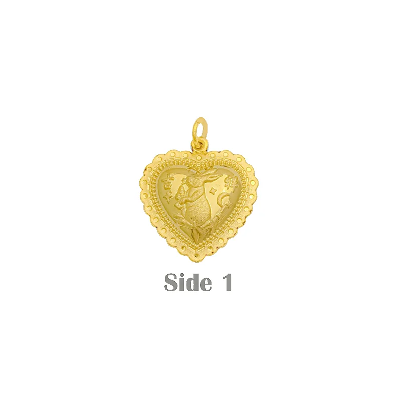 Heart - Shaped Garnet Pendant Necklace with a Pearl - Accented Chain for a Romantic Valentine's DayGood Fortune (福) Rabbit (兔) Zodiac Sign Puffy Heart Pendant (24K)