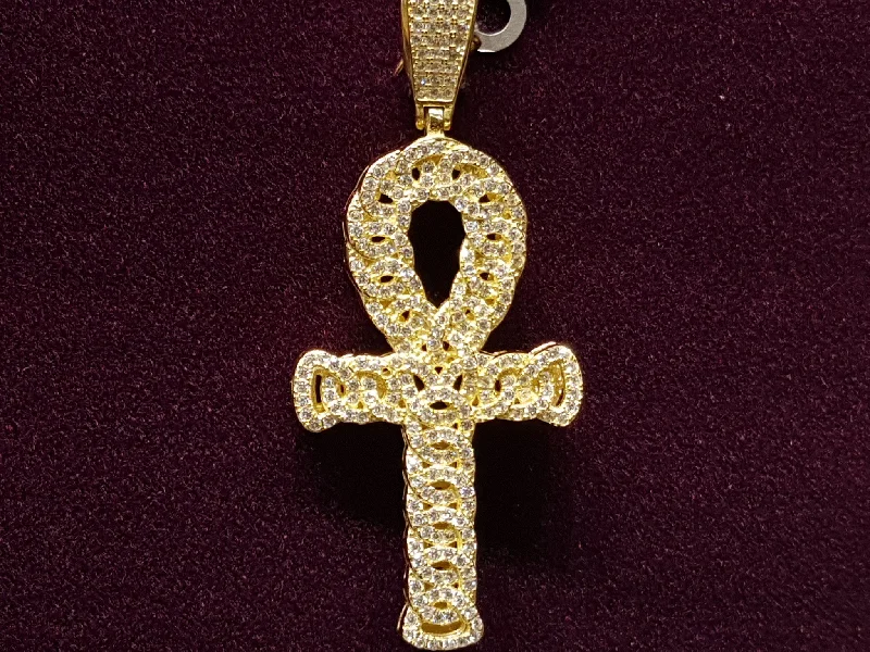 Antique - Inspired Filigree - Worked Cross Pendant Necklace for Religious CeremoniesIced-Out Eternity Ankh Pendant Silver