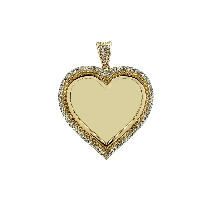 Laser - Cut Woodland Scene Pendant for Nature EnthusiastsDiamond Milgrain Heart Memorial Picture Pendant (14K)