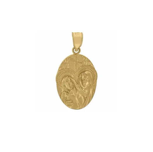 Retro - Inspired Art Deco - Patterned Pendant in Silver for Vintage LoversJesus & Virgin Mary Pendant (14K )