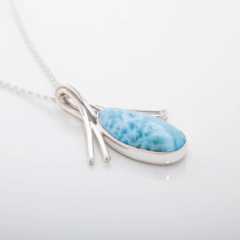 Adjustable - Length Turquoise - Inlaid Teardrop Pendant Necklace for TravelersLarimar Pendant Jimena