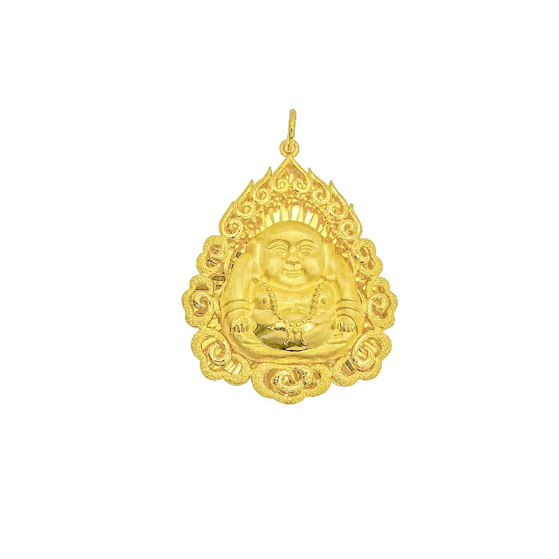 Magnetic - Closure Pendant Necklace with a Hidden Compartment for Secret KeepersLaughing Buddha Pendant (24K)