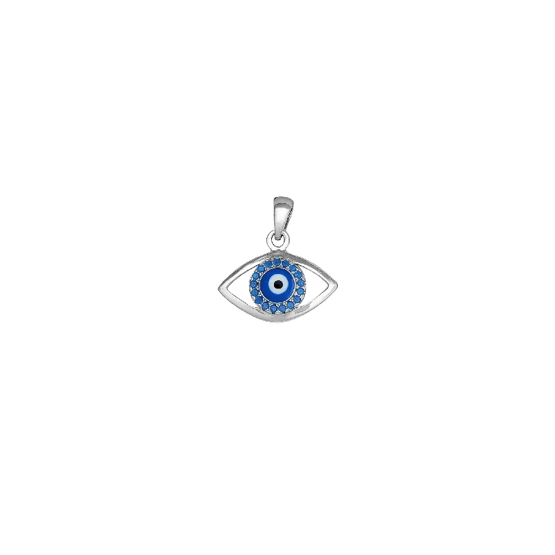 Adjustable - Length Turquoise - Inlaid Teardrop Pendant Necklace for TravelersLight Blue Evil Eye Pendant (Silver)