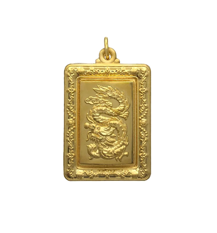 Magnetic - Closure Pendant Necklace with a Hidden Compartment for Secret KeepersLucky Chinese Dragon Pendant (24K)