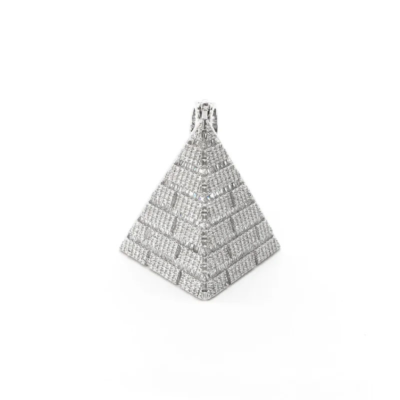 3D - Printed Owl Pendant Necklace in Recycled Plastic for Eco - Conscious FashionistasIcy Pyramid Pendant (Silver)