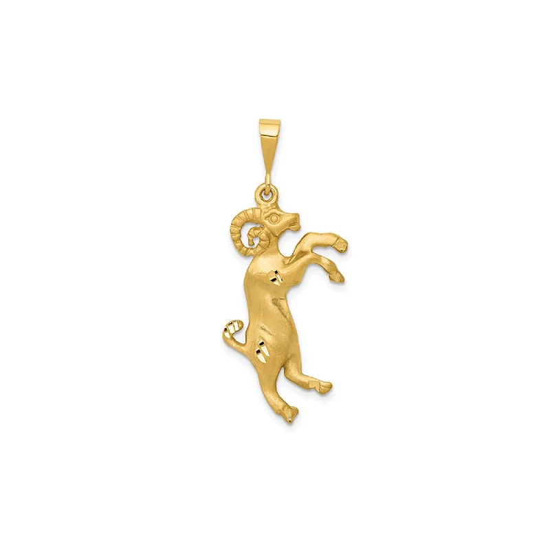 Mother - of - Pearl Inlaid Seahorse Pendant for Beach LoversSatin Diamond-Cut Aries Zodiac Pendant (14K)