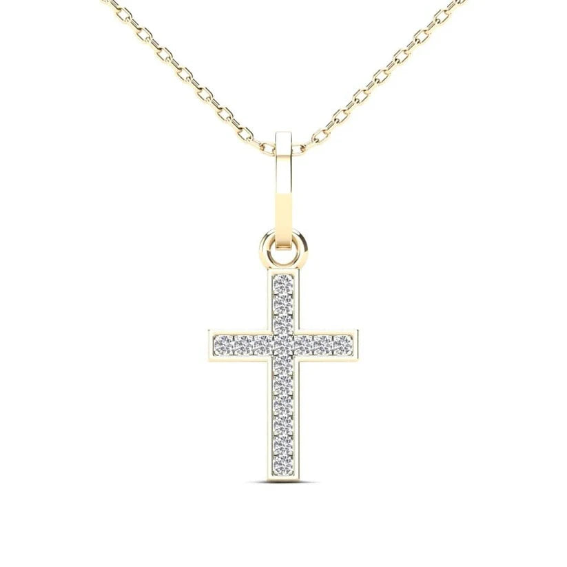 Double - Sided Pendant Necklace with a Photo Insert for Memory - KeepersSolid Gold  Diamond Petite Cross Pendant （14K）