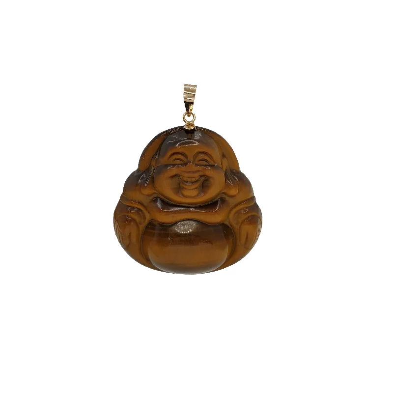 Magnetic - Locking Pendant with Hidden Compartment for Secret MessagesTiger-Eye Jade Laughing Buddha Pendant (14K)