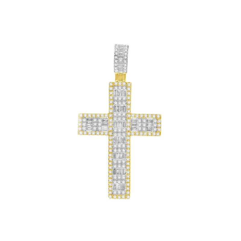 Magnetic - Closure Pendant Necklace with a Hidden Compartment for Secret KeepersTwo-Tone Diamond Baguette Cross Pendant (14K)