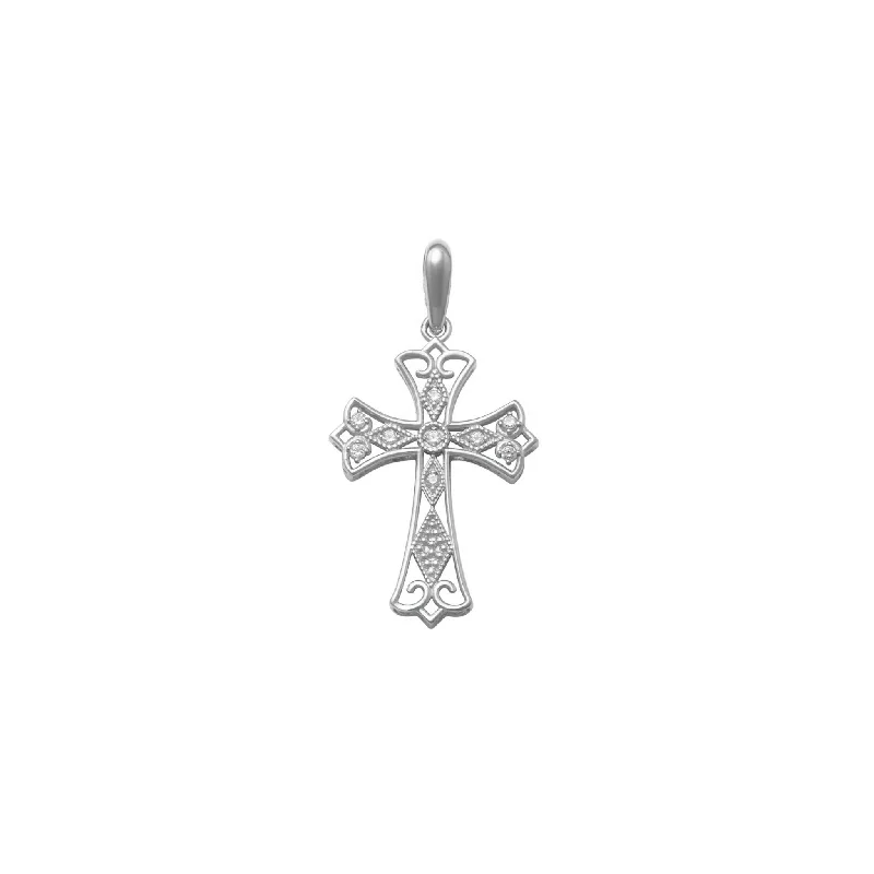 Magnetic - Locking Pendant with Hidden Compartment for Secret MessagesZirconia Filigree Outlined Cross Pendant (14K)