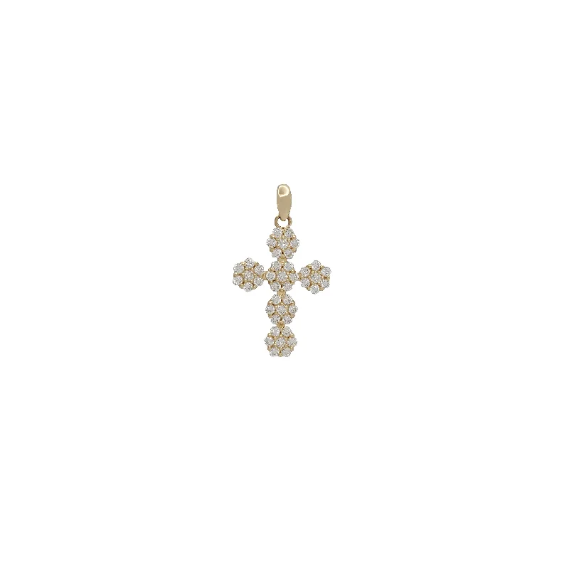 Retro - Inspired Art Deco - Patterned Pendant in Silver for Vintage LoversZirconia Honeycomb Cluster Cross Pendant (14K)