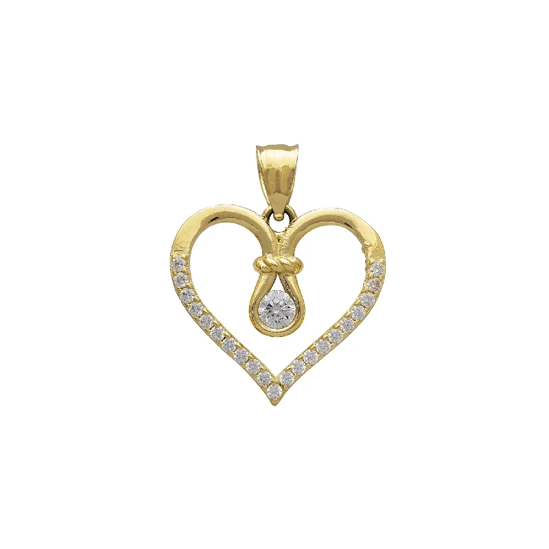 Retro - Inspired Art Deco - Patterned Pendant in Silver for Vintage LoversZirconia Outlined Heart Roped Pendant (14K)