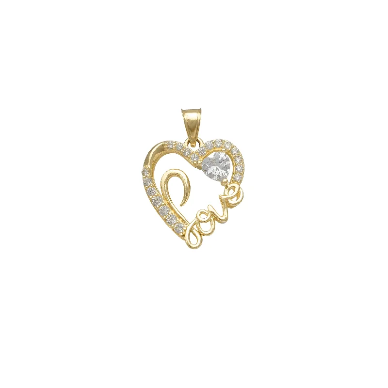 Mother - of - Pearl Inlaid Seahorse Pendant for Beach LoversZirconia Script "Love" Heart Pendant (14K)