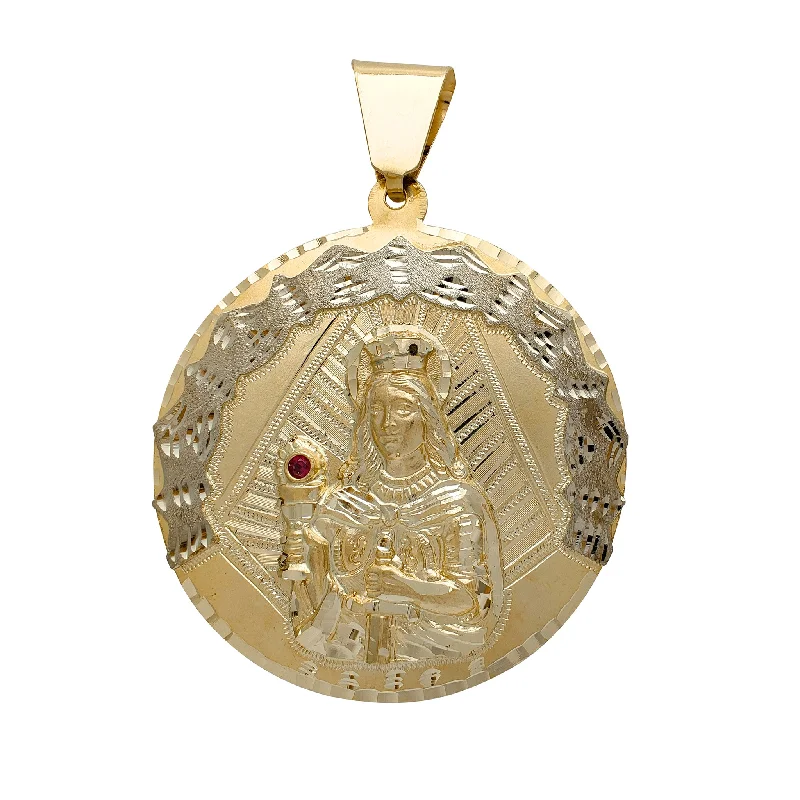 Gothic - Style Skull Pendant with Red Enamel Accents for Alternative FashionZirconia Two-Tone Saint Barbara Medallion Pendant (14K)